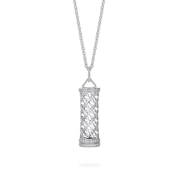 Diamond Message Pendant Necklace, White Gold